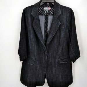 Boom Boom Jeans Dark Wash Denim Blazer Jacket 1X
